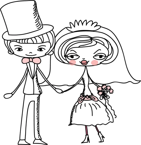 Esküvői képek, a menyasszony és a vőlegény, a szerelem, a vektor — Stock Vector
