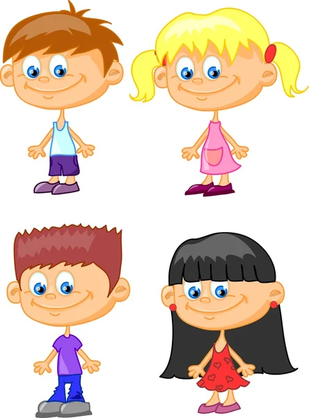 Lindos niños felices — Vector de stock