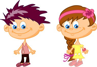 Set çizgi film çocuklar, öğrenciler