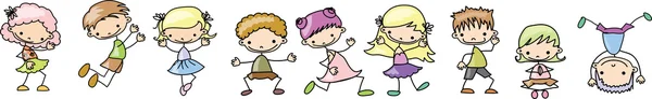 玩和跳跃可爱的孩子 — 图库矢量图片