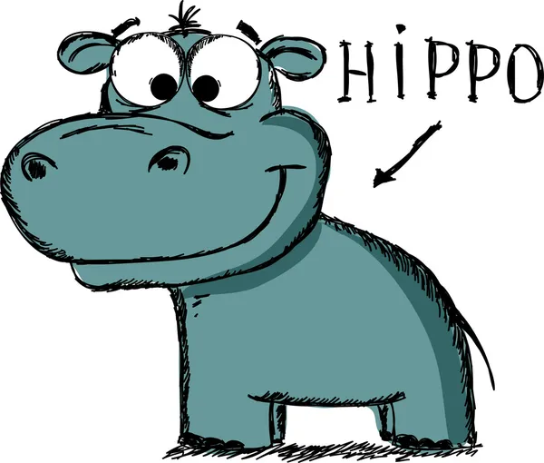 Hipopótamo de dibujos animados — Vector de stock
