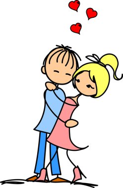 Sevgililer doodle çocuk ve kız, vektör