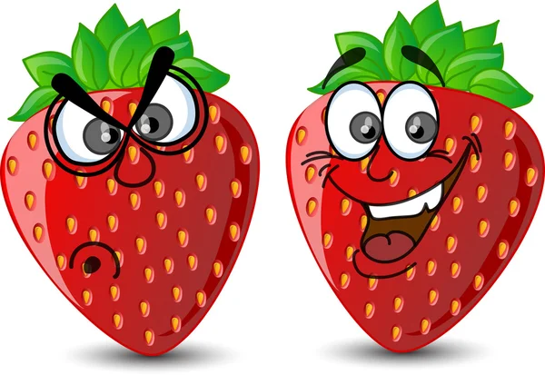 Emotie cartoon aardbeien — Stockvector