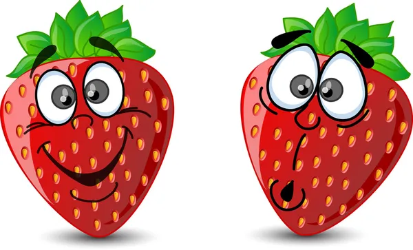 Emoción fresas de dibujos animados — Vector de stock