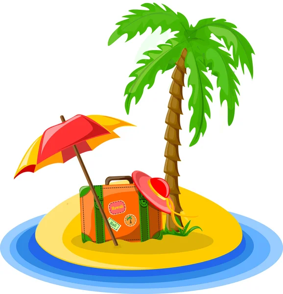 Arka plan, palmiye ve bavul seyahat — Stok Vektör