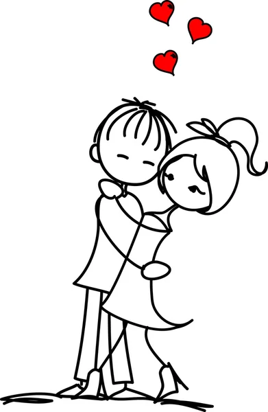 Valentine doodle chlapec a dívka, vektor — Stockový vektor