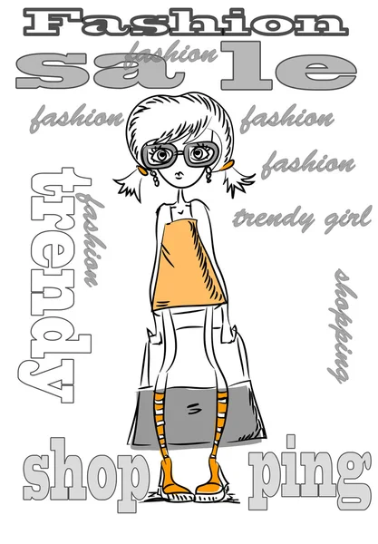 Cartoon fashionabla flickor — Stock vektor