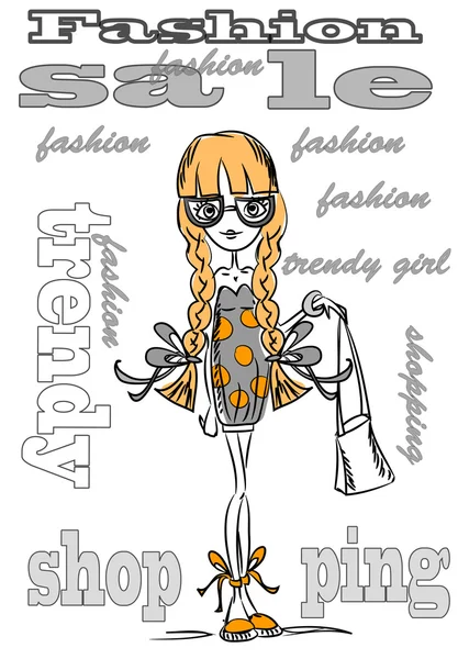 Cartone animato ragazze alla moda — Vettoriale Stock