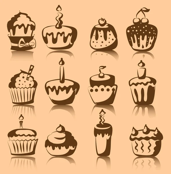 Lot de 9 cupcakes vectoriels — Image vectorielle