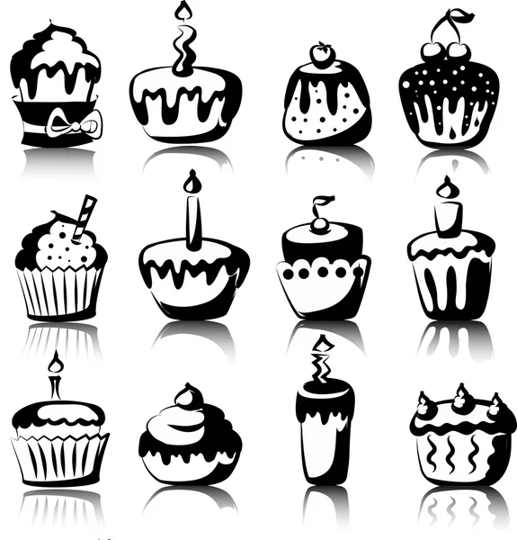 Lot de 9 cupcakes vectoriels — Image vectorielle
