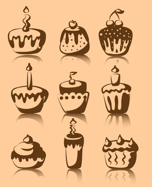 Set de 9 cupcakes vectoriales — Archivo Imágenes Vectoriales