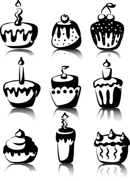 Lot de 9 cupcakes vectoriels — Image vectorielle