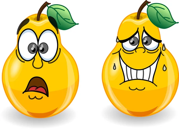 Cartoon pears with emotions — Stock Vector