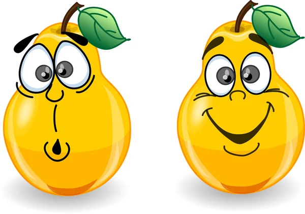 Cartoon peren met emoties — Stockvector