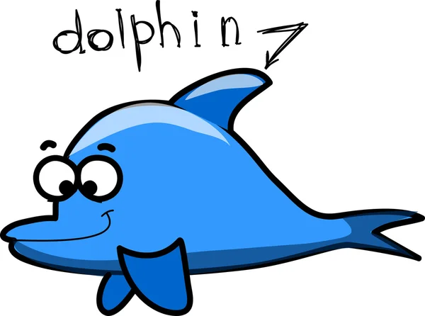 Golfinho de peixe marinho, ilustração vetorial — Vetor de Stock