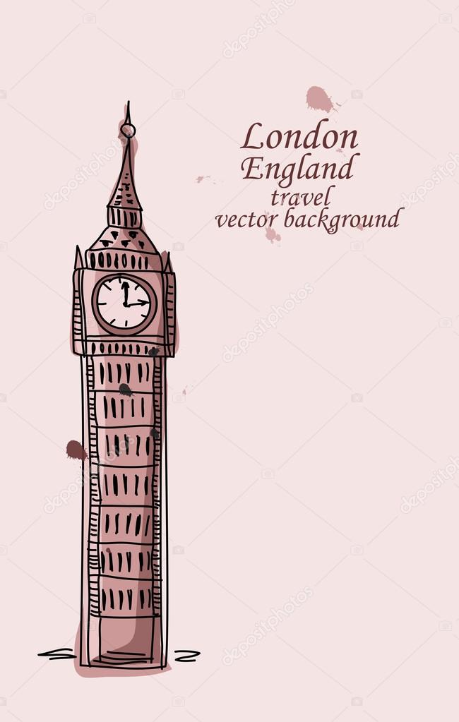 Travel to London, Big Ben, vector background