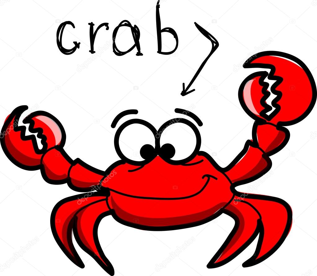 Cartoon crab, vector illustration