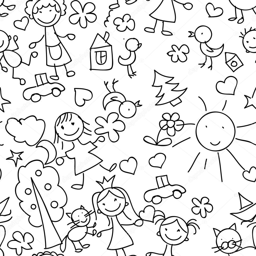 kids drawing seamless pattern | 图库矢量图像08 iryna novytska