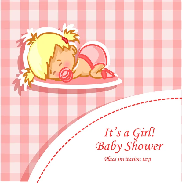 Announcement card with baby girl, vector background — Stock Vector