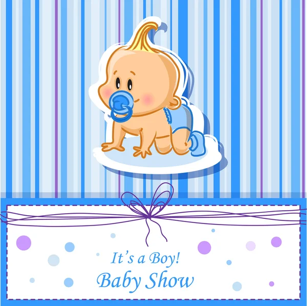 Announcement card with baby boy, vector background — Stock Vector