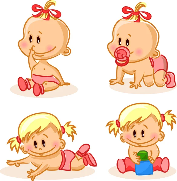 Illustration vectorielle de bébés filles — Image vectorielle