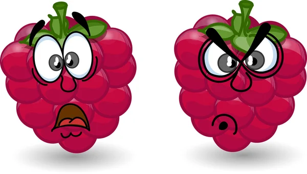 Cartoon raspberry with a variety of emotions, the vector — Stock Vector