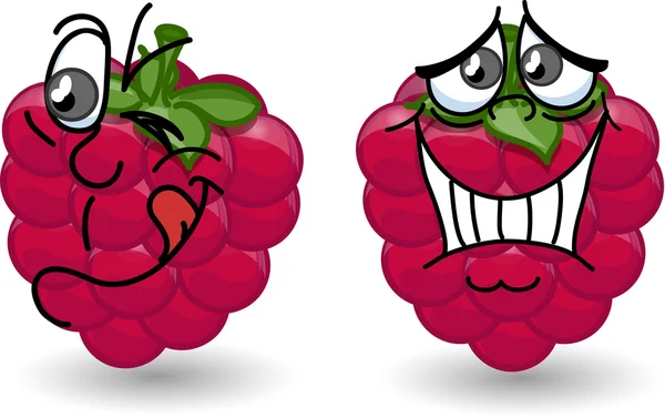 Kartun raspberry dengan berbagai emosi, vektor - Stok Vektor