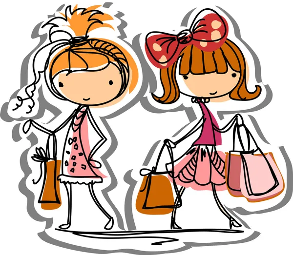 Dibujos animados chicas de moda — Vector de stock