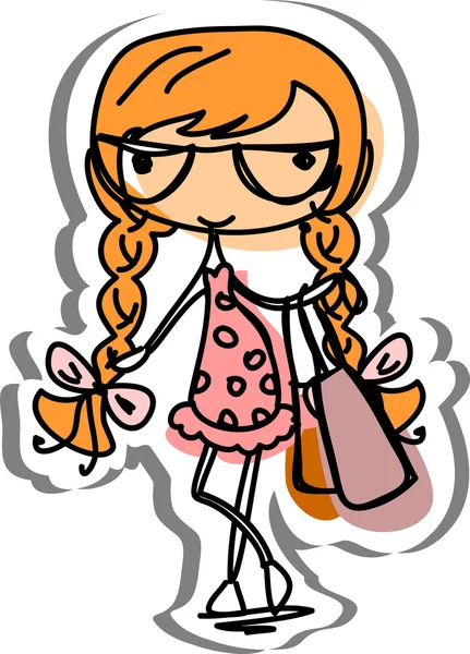 Cartoon fashionable girl — Stock Vector