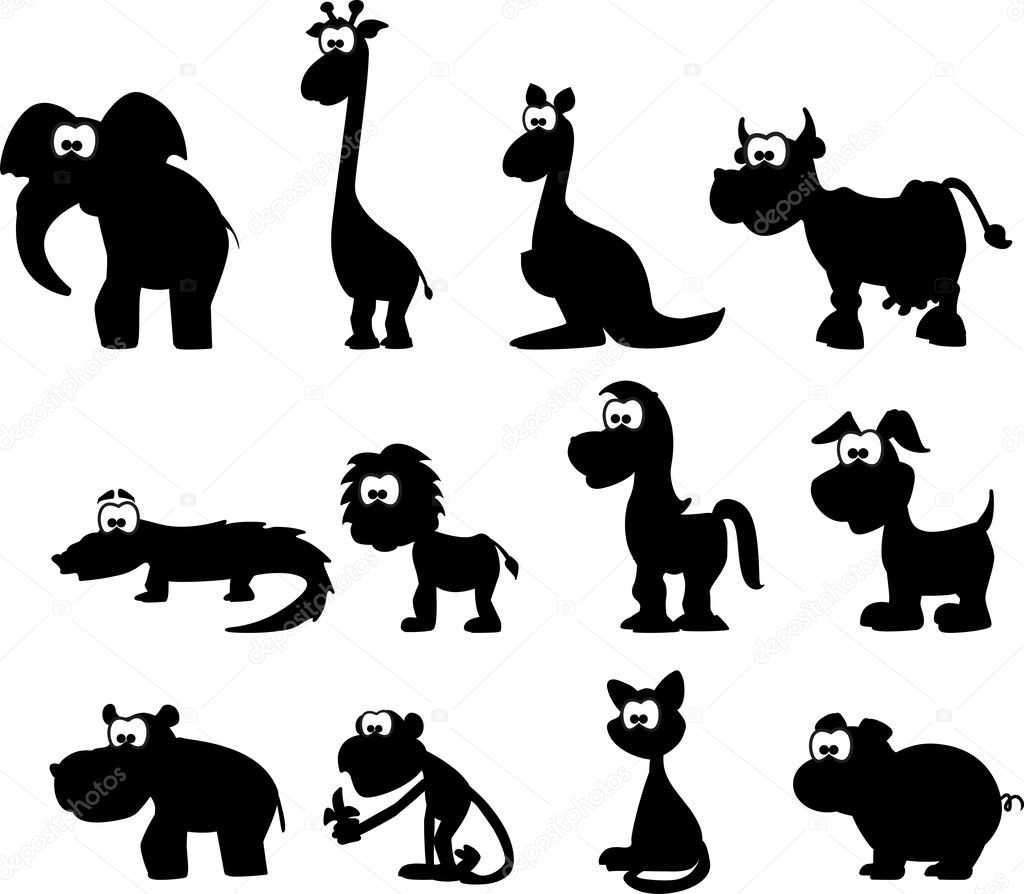 Cartoon silhouettes of animals