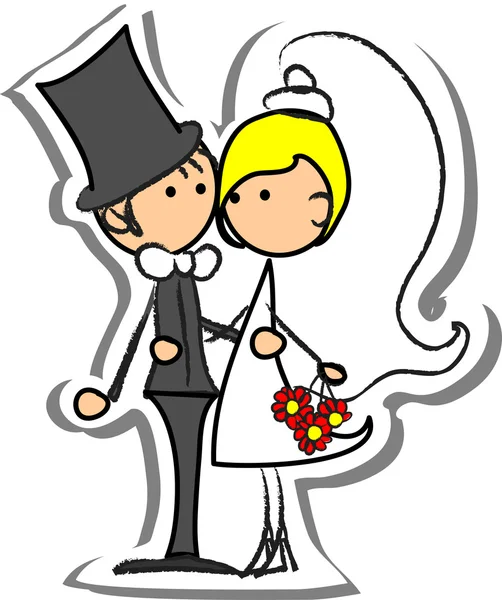 Cartoon wedding picture — Stock Vector