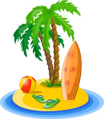 arka plan, palm, top, parmak arası terlik ve bavul seyahat