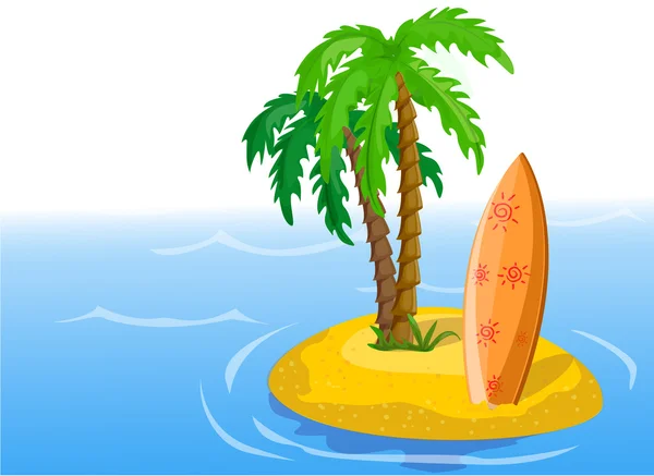 Travel background, palm and surfboard — Stock Vector