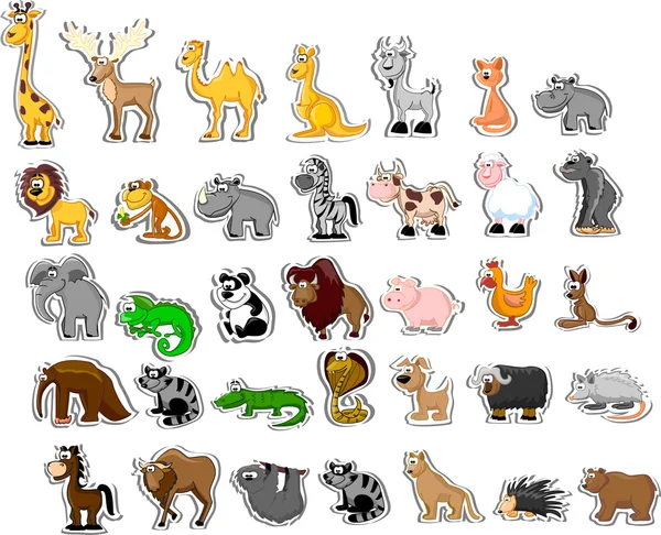 Gran grupo de animales — Vector de stock