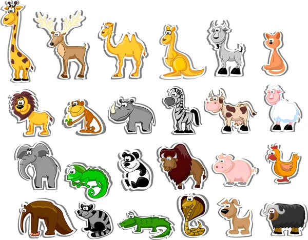 Big set of cartoon animals — Stock Vector