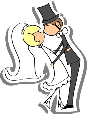 Düğün resim, gelin ve damat aşk, vektör