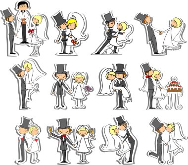 Düğün resimleri, gelin ve damat aşk, vektör