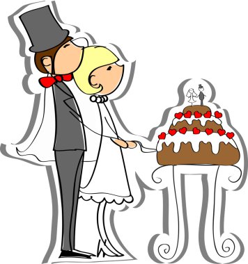 Düğün resim, gelin ve damat aşk, vektör