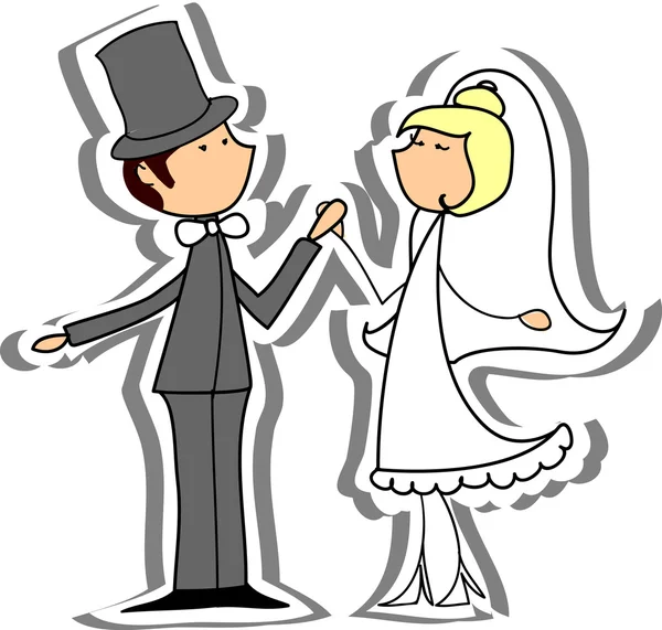 Esküvői kép, menyasszony és vőlegény szerelmes, a vektor — Stock Vector