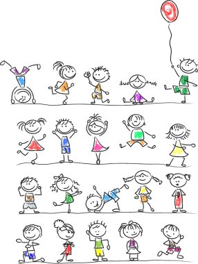 sevimli çizgi mutlu çocuklar