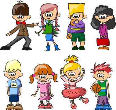 sevimli çizgi mutlu çocuklar