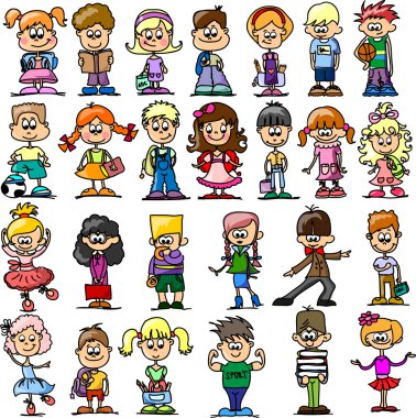 sevimli çizgi mutlu çocuklar