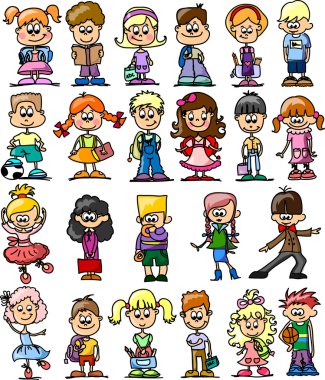 sevimli çizgi mutlu çocuklar