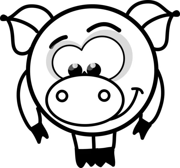 Cartoon vector black and white pig — Stock Vector