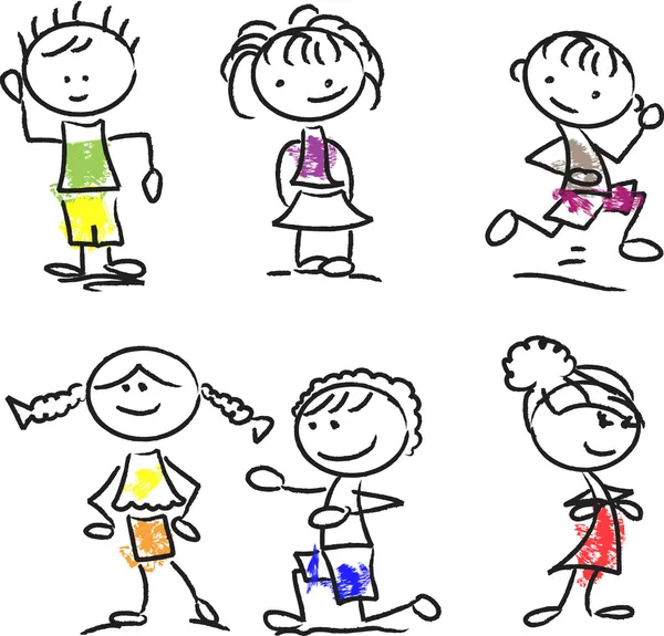 Schattig gelukkig cartoon kinderen — Stockvector