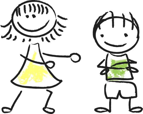 Mignon heureux dessin animé enfants — Image vectorielle