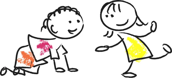 Mignon heureux dessin animé enfants — Image vectorielle