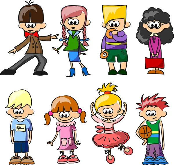 sevimli çizgi mutlu çocuklar