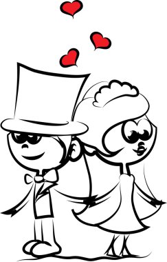 Düğün karikatür gelin ve damat
