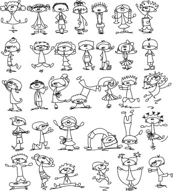 sevimli çizgi mutlu çocuklar